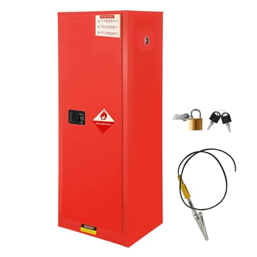 22 Gallonen Chemikalien-Lagerschrank mit verstellbaren Regalen, Brennbarer Schrank 65" Hx43" Bx18" T, for Gewerbe und Industrie(Red) von XKEDNMF