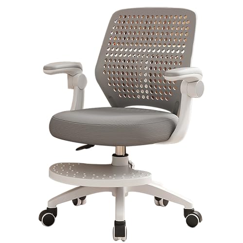 Bequeme Schreibtischstühle, Atmungsaktive Rückenlehne Mit Hochelastischem Schwammkissen, Geeignet for Schlafzimmer, Schminktisch, Arbeitszimmer, Büro(Gray) von XKEDNMF