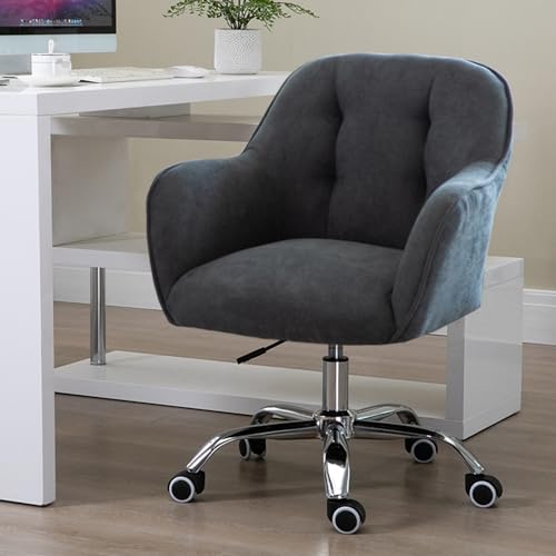 Bequemer Computerstuhl, höhenverstellbar, stoffverdickter Drehstuhl, 360°-Drehung, Sendekissen, geeignet for Zuhause, Büro(Dark Grey) von XKEDNMF