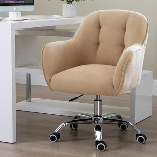Bequemer Computerstuhl, höhenverstellbar, stoffverdickter Drehstuhl, 360°-Drehung, Sendekissen, geeignet for Zuhause, Büro(Khaki) von XKEDNMF