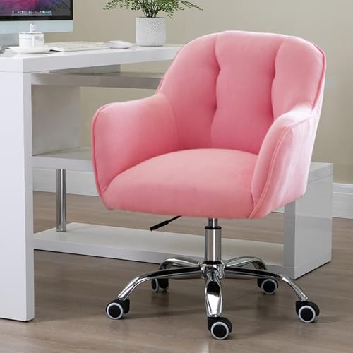 Bequemer Computerstuhl, höhenverstellbar, stoffverdickter Drehstuhl, 360°-Drehung, Sendekissen, geeignet for Zuhause, Büro(Pink) von XKEDNMF