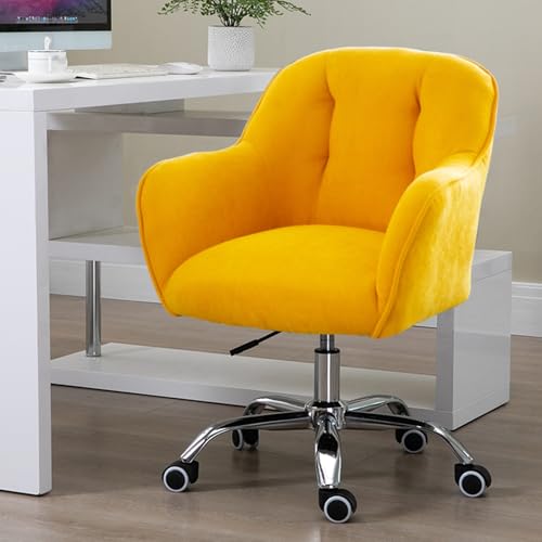 Bequemer Computerstuhl, höhenverstellbar, stoffverdickter Drehstuhl, 360°-Drehung, Sendekissen, geeignet for Zuhause, Büro(Yellow) von XKEDNMF