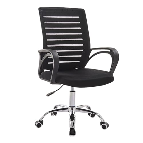 Bequemer Drehstuhl, Ergonomischer Bürostuhl Mit Armlehnen, Sicherer Doppelter Rückenlehne, Geeignet for Büros(Black+Black) von XKEDNMF