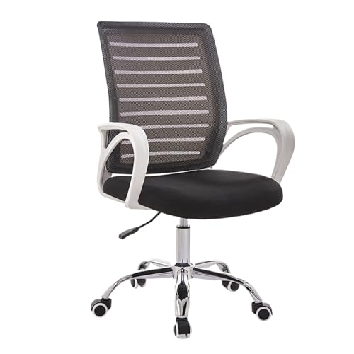 Bequemer Drehstuhl, Ergonomischer Bürostuhl Mit Armlehnen, Sicherer Doppelter Rückenlehne, Geeignet for Büros(Black+White) von XKEDNMF