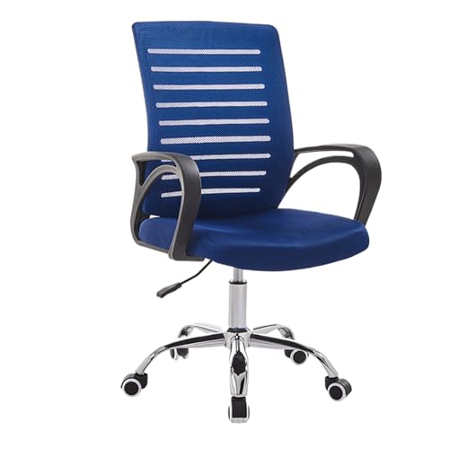 Bequemer Drehstuhl, Ergonomischer Bürostuhl Mit Armlehnen, Sicherer Doppelter Rückenlehne, Geeignet for Büros(Blue+Black) von XKEDNMF