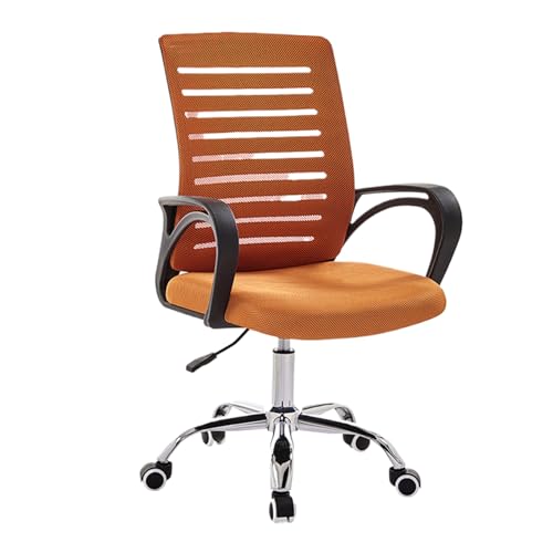 Bequemer Drehstuhl, Ergonomischer Bürostuhl Mit Armlehnen, Sicherer Doppelter Rückenlehne, Geeignet for Büros(Orange+Black) von XKEDNMF