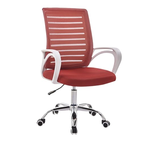 Bequemer Drehstuhl, Ergonomischer Bürostuhl Mit Armlehnen, Sicherer Doppelter Rückenlehne, Geeignet for Büros(Red+White) von XKEDNMF