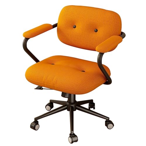 Bequemer kleiner Bürostuhl, gepolsterter Gaming-Stuhl, Freizeit-Lesestuhl, geeignet for Home Office, Spiele, Studenten(Orange,Black Stand) von XKEDNMF
