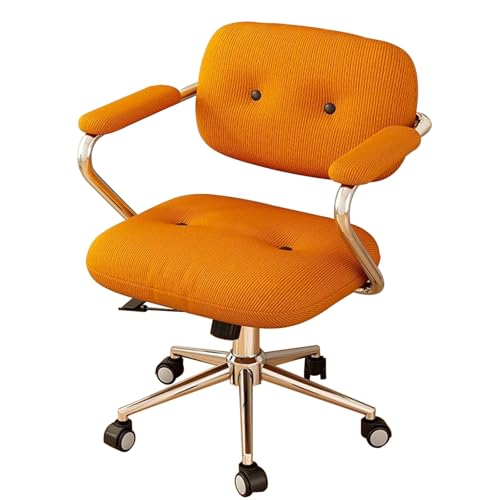 Bequemer kleiner Bürostuhl, gepolsterter Gaming-Stuhl, Freizeit-Lesestuhl, geeignet for Home Office, Spiele, Studenten(Orange,Silver Stand) von XKEDNMF