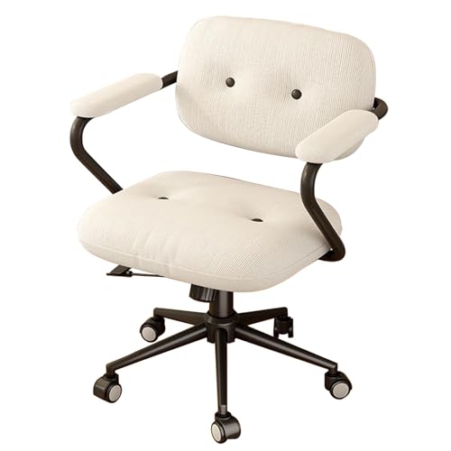 Bequemer kleiner Bürostuhl, gepolsterter Gaming-Stuhl, Freizeit-Lesestuhl, geeignet for Home Office, Spiele, Studenten(White,Black Stand) von XKEDNMF