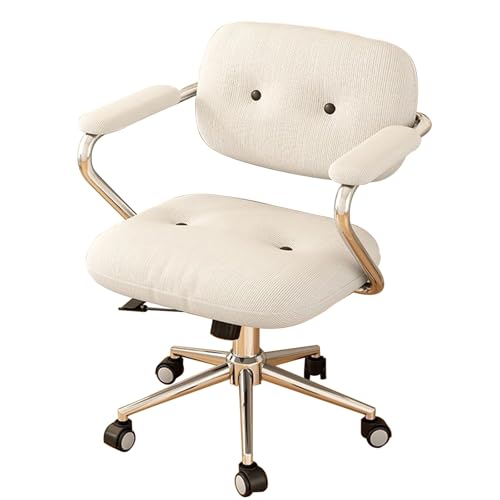Bequemer kleiner Bürostuhl, gepolsterter Gaming-Stuhl, Freizeit-Lesestuhl, geeignet for Home Office, Spiele, Studenten(White,Silver Stand) von XKEDNMF