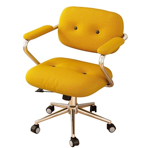 Bequemer kleiner Bürostuhl, gepolsterter Gaming-Stuhl, Freizeit-Lesestuhl, geeignet for Home Office, Spiele, Studenten(Yellow,Silver Stand) von XKEDNMF