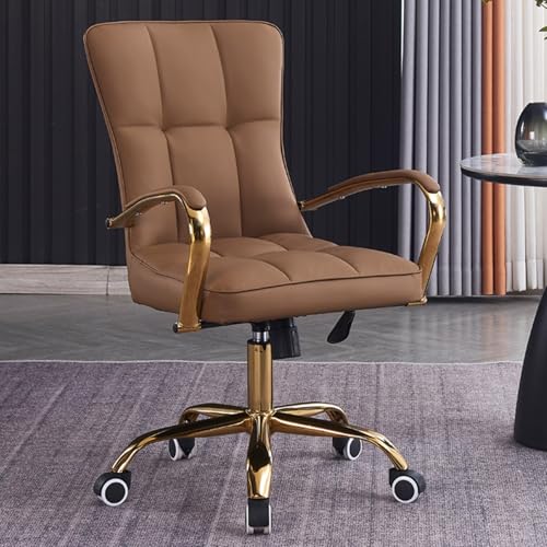 Breiter Schreibtischstuhl mit Rollen, ergonomischer Bürostuhl, geeignet for Zuhause, Büro, Spiele, Studenten(Brown) von XKEDNMF