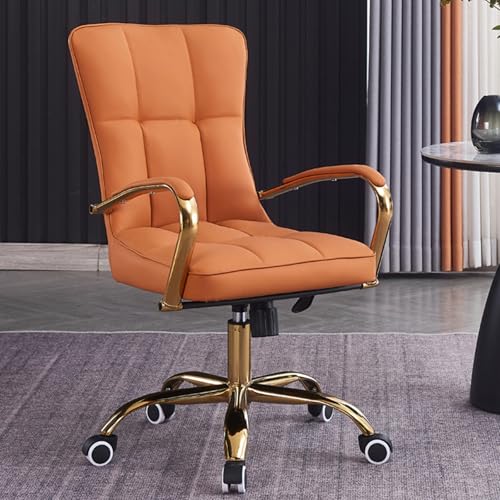 Breiter Schreibtischstuhl mit Rollen, ergonomischer Bürostuhl, geeignet for Zuhause, Büro, Spiele, Studenten(Orange) von XKEDNMF