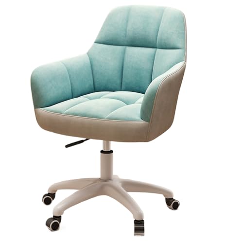 Büro-Hebe- und Drehstuhl, 360 ° drehbarer Arbeitsstuhl, stumme Rollen mit Nylonrädern, geeignet for Büro, Schlafzimmer und Wohnzimmer(Blue+grey-velvet) von XKEDNMF