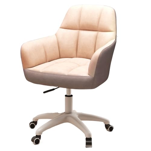 Büro-Hebe- und Drehstuhl, 360 ° drehbarer Arbeitsstuhl, stumme Rollen mit Nylonrädern, geeignet for Büro, Schlafzimmer und Wohnzimmer(Khaki+grey-tech fabric) von XKEDNMF