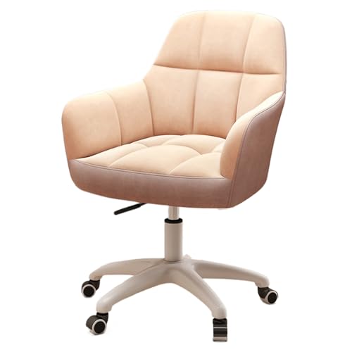 Büro-Hebe- und Drehstuhl, 360 ° drehbarer Arbeitsstuhl, stumme Rollen mit Nylonrädern, geeignet for Büro, Schlafzimmer und Wohnzimmer(Khaki+grey-velvet) von XKEDNMF