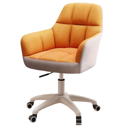 Büro-Hebe- und Drehstuhl, 360 ° drehbarer Arbeitsstuhl, stumme Rollen mit Nylonrädern, geeignet for Büro, Schlafzimmer und Wohnzimmer(Orange+grey-tech fabric) von XKEDNMF