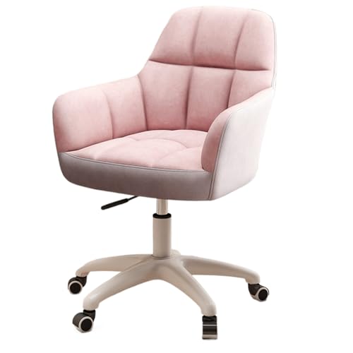 Büro-Hebe- und Drehstuhl, 360 ° drehbarer Arbeitsstuhl, stumme Rollen mit Nylonrädern, geeignet for Büro, Schlafzimmer und Wohnzimmer(Pink+grey-tech fabric) von XKEDNMF