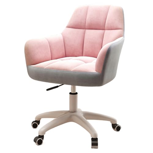 Büro-Hebe- und Drehstuhl, 360 ° drehbarer Arbeitsstuhl, stumme Rollen mit Nylonrädern, geeignet for Büro, Schlafzimmer und Wohnzimmer(Pink+grey-velvet) von XKEDNMF