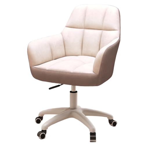 Büro-Hebe- und Drehstuhl, 360 ° drehbarer Arbeitsstuhl, stumme Rollen mit Nylonrädern, geeignet for Büro, Schlafzimmer und Wohnzimmer(White+grey-tech fabric) von XKEDNMF