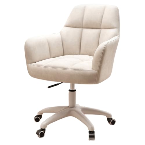 Büro-Hebe- und Drehstuhl, 360 ° drehbarer Arbeitsstuhl, stumme Rollen mit Nylonrädern, geeignet for Büro, Schlafzimmer und Wohnzimmer(White-tech fabric) von XKEDNMF