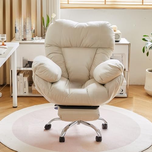 Bürostuhl for Heimcomputer, mit Fußstütze, 90°-130° leicht verstellbar, geeignet for Büro, Wohnzimmer(Beige) von XKEDNMF