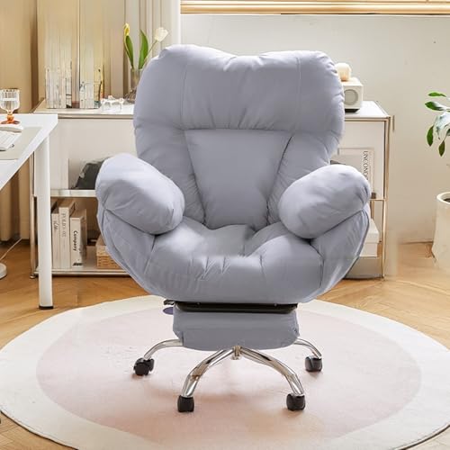 Bürostuhl for Heimcomputer, mit Fußstütze, 90°-130° leicht verstellbar, geeignet for Büro, Wohnzimmer(Light Grey) von XKEDNMF