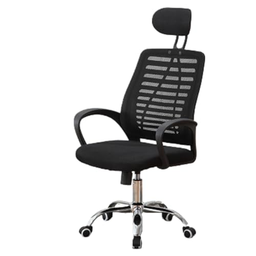 Bürostuhl mit Lordosenstütze, drehbarer Computerstuhl mit anhebbarer Kopfstütze, stabil und bequem for das Büro(Black) von XKEDNMF