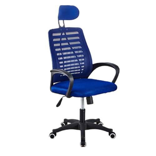 Bürostuhl mit Lordosenstütze, drehbarer Computerstuhl mit anhebbarer Kopfstütze, stabil und bequem for das Büro(Blue-black) von XKEDNMF