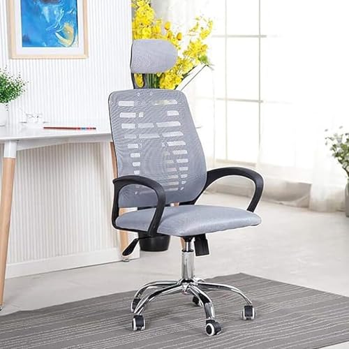 Bürostuhl mit Lordosenstütze, drehbarer Computerstuhl mit anhebbarer Kopfstütze, stabil und bequem for das Büro(Gray) von XKEDNMF