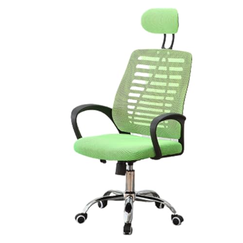 Bürostuhl mit Lordosenstütze, drehbarer Computerstuhl mit anhebbarer Kopfstütze, stabil und bequem for das Büro(Green) von XKEDNMF