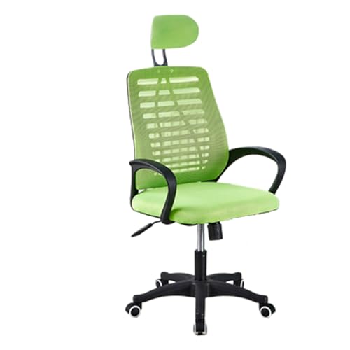 Bürostuhl mit Lordosenstütze, drehbarer Computerstuhl mit anhebbarer Kopfstütze, stabil und bequem for das Büro(Green-black) von XKEDNMF