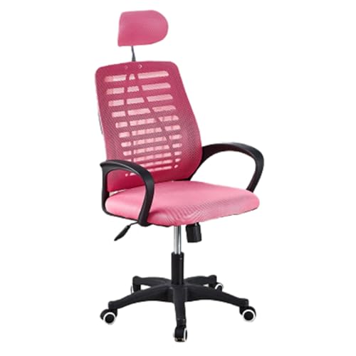 Bürostuhl mit Lordosenstütze, drehbarer Computerstuhl mit anhebbarer Kopfstütze, stabil und bequem for das Büro(Pink-black) von XKEDNMF