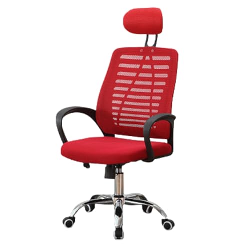 Bürostuhl mit Lordosenstütze, drehbarer Computerstuhl mit anhebbarer Kopfstütze, stabil und bequem for das Büro(Red) von XKEDNMF
