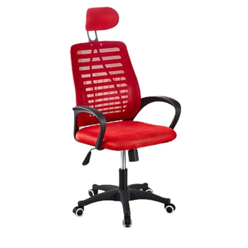 Bürostuhl mit Lordosenstütze, drehbarer Computerstuhl mit anhebbarer Kopfstütze, stabil und bequem for das Büro(Red-black) von XKEDNMF