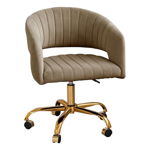 Computer-Gaming-Drehstuhl, bequemer Lounge-Sessel mit goldfarbener Basis, for Büro, Schlafzimmer, Wohnzimmer, Arbeitszimmer, Geschäft(Brown) von XKEDNMF