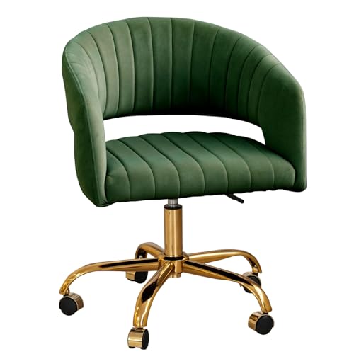 Computer-Gaming-Drehstuhl, bequemer Lounge-Sessel mit goldfarbener Basis, for Büro, Schlafzimmer, Wohnzimmer, Arbeitszimmer, Geschäft(Green) von XKEDNMF