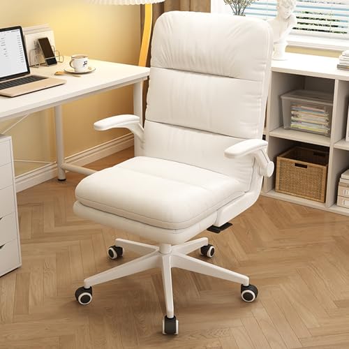 Computerstuhl, gepolsterter Schreibtischstuhl, verstellbarer Drehstuhl, praktisch und flexibel, geeignet for Büro, Schlafzimmer, Wohnzimmer(White) von XKEDNMF