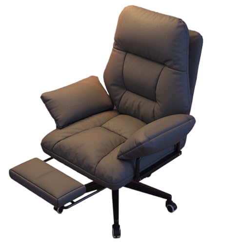Computerstuhl for das Schlafzimmer, Bürostuhl for das Zuhause, hochelastischer Schaumstoff mit teleskopischer Fußstütze for das Büro(Dark grey) von XKEDNMF