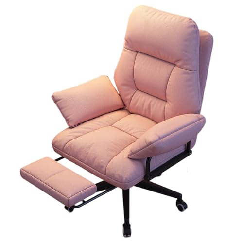 Computerstuhl for das Schlafzimmer, Bürostuhl for das Zuhause, hochelastischer Schaumstoff mit teleskopischer Fußstütze for das Büro(Pink) von XKEDNMF