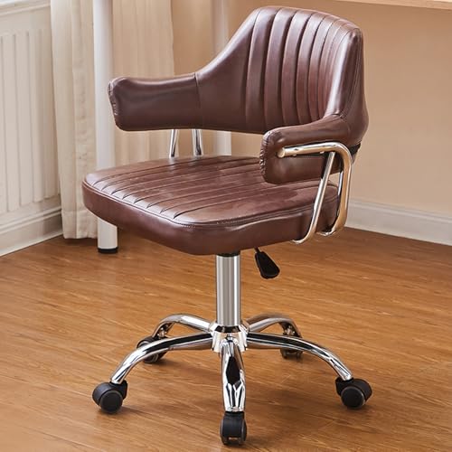 Computerstuhl mit mittlerer Rückenlehne, 360° drehbarer Bürostuhl, for Arbeitszimmer, Schlafzimmer, Büro, Wohnzimmer(Brown) von XKEDNMF