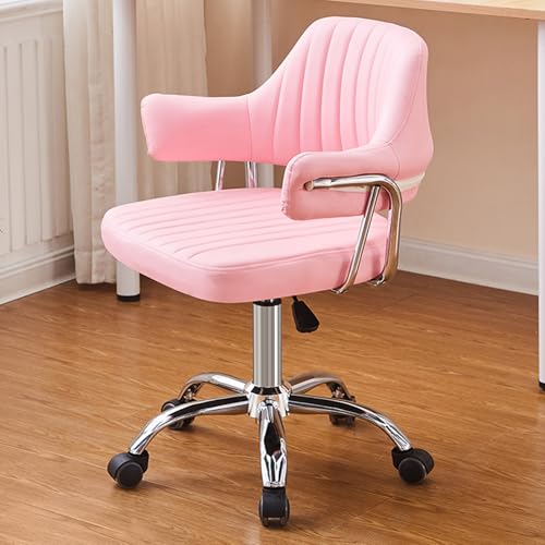 Computerstuhl mit mittlerer Rückenlehne, 360° drehbarer Bürostuhl, for Arbeitszimmer, Schlafzimmer, Büro, Wohnzimmer(Pink) von XKEDNMF