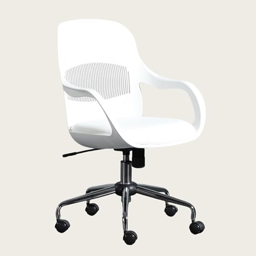 Drehbarer Computerstuhl, Gepolsterter Bürostuhl, Ergonomischer, Höhenverstellbarer, Mit Armlehnen, for Wohnzimmer, Büro(White) von XKEDNMF