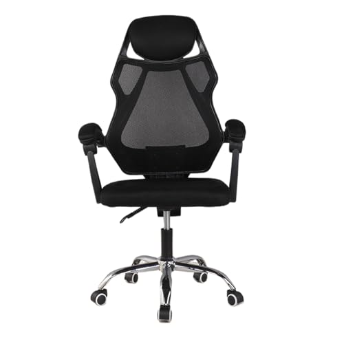Ergonomischer Bürostuhl, verstellbare Kopfstütze und Armlehnen, Gaming-Stuhl mit Kippfunktion + Fußstütze fürs Büro(Black,Without footrest) von XKEDNMF