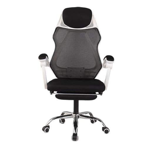 Ergonomischer Bürostuhl, verstellbare Kopfstütze und Armlehnen, Gaming-Stuhl mit Kippfunktion + Fußstütze fürs Büro(White,With footrest) von XKEDNMF