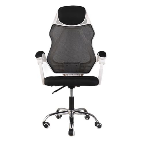 Ergonomischer Bürostuhl, verstellbare Kopfstütze und Armlehnen, Gaming-Stuhl mit Kippfunktion + Fußstütze fürs Büro(White,Without footrest) von XKEDNMF