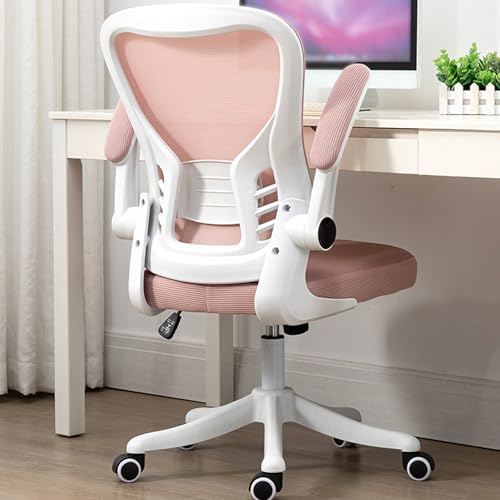 Ergonomischer Bürostuhl aus Netzstoff, Computerstuhl mit Rückenlehne, geeignet for Büro, Schlafzimmer, Wohnzimmer(Pink) von XKEDNMF