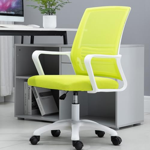 Home Mesh Back Chair, Konferenzraum-Drehstuhl, Mit Armlehnen, Latexkissen, 360°-Drehung, Geeignet for Büro, Wohnzimmer(Green+White) von XKEDNMF