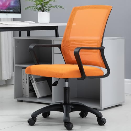Home Mesh Back Chair, Konferenzraum-Drehstuhl, Mit Armlehnen, Latexkissen, 360°-Drehung, Geeignet for Büro, Wohnzimmer(Orange+Black) von XKEDNMF